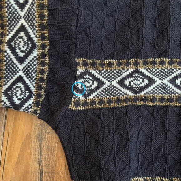 VTG CHAPS Ralph Lauren Chunky Sweater Crewneck Western Aztec USA Made Size Large - Picture 8 of 16
